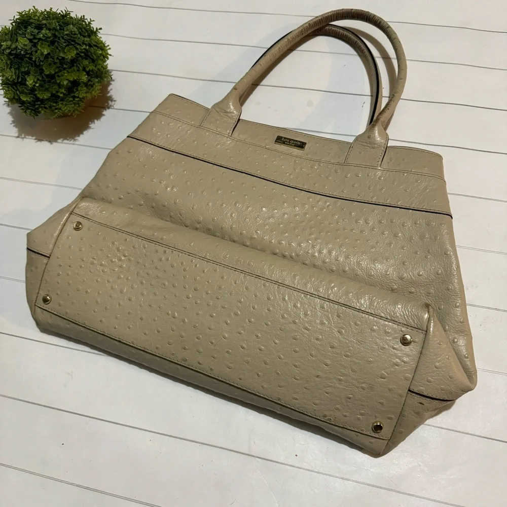 Kate Spade ♠️ Charm City Bow‎ Ostrich Leather Diehl Sidewalk Tote Bag Purse